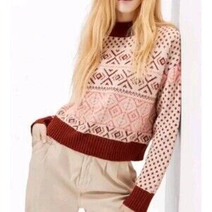 American Eagle Fairisle Mock Neck Sweater Women’s Size Small #637